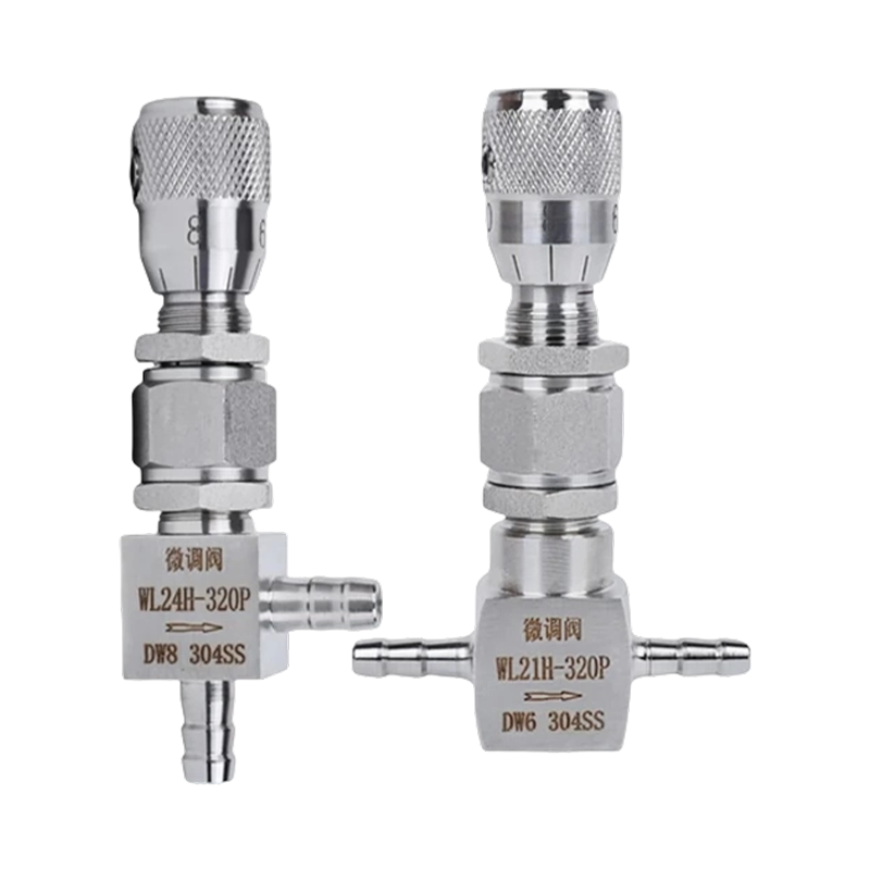 WL24H-320P 304/316L Stainless Steel Fine Adjustment Valve with Barbed Connectors (Straight Through/Right Angle)